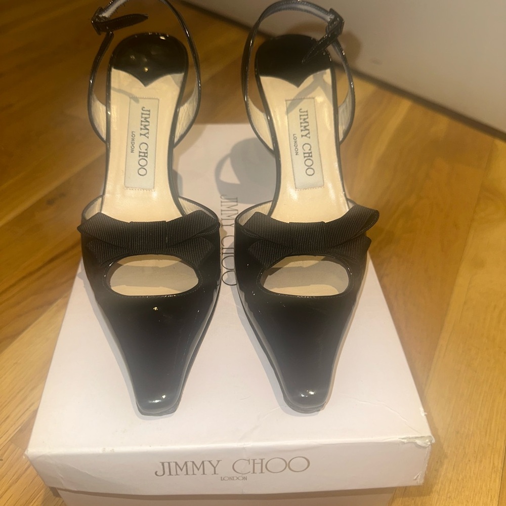 Vintage Jimmy Choo Black Patent Leather Heels